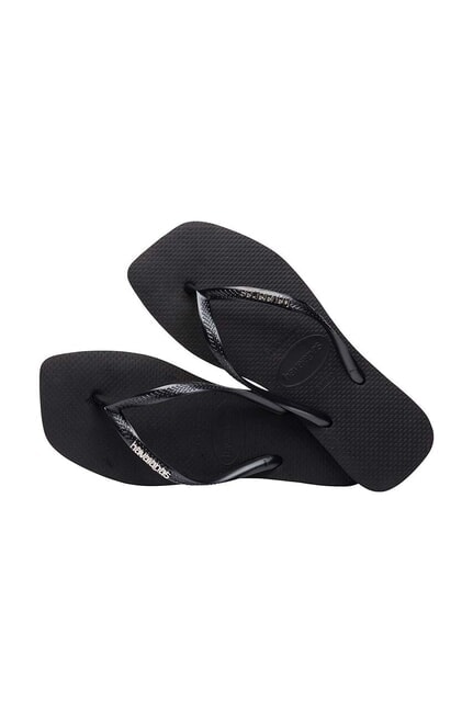 SQUARE LOGO Papuci flip-flop negru/argintiu - Pantofi femei