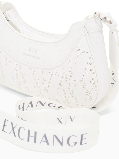 WAVE Geantă de umăr perforată medie alb strălucitor - Genți femei