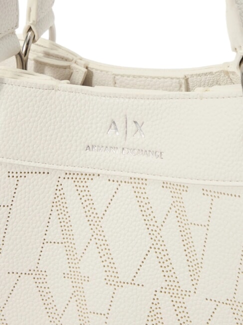 WAVE Geantă perforată medie cu curea de umăr alb strălucitor - Genți femei