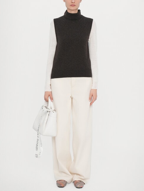 WAVE Geantă perforată medie cu curea de umăr alb strălucitor - Genți femei