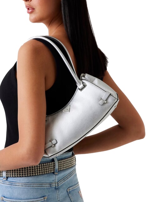 ROSALBA Geantă de umăr cu imprimeu Saffiano SILVER - Genți femei
