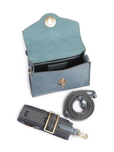 IRENE  Geantă de umăr mini, din piele cerulean cu aur abb - Genți femei