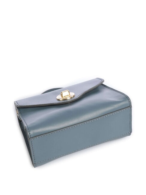 IRENE  Geantă de umăr mini, din piele cerulean cu aur abb - Genți femei