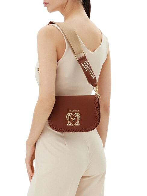 BRAIDED Geantă de umăr cu clapă cămilă - Genți femei