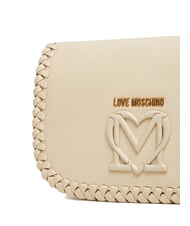 LOVE MOSCHINO BRAIDED Geantă de umăr cu clapă fildeş - Genți femei - 4