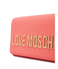 LOVE MOSCHINO BOLD LOGO Geantă cu clapă și curea de umăr cu lanț coral - Genți femei - 3