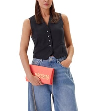 LOVE MOSCHINO BOLD LOGO Geantă cu clapă și curea de umăr cu lanț coral - Genți femei - 5