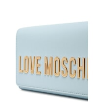 LOVE MOSCHINO BOLD LOGO Geantă cu clapă și curea de umăr cu lanț Albastru deschis - Genți femei - 3