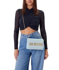 LOVE MOSCHINO BOLD LOGO Geantă cu clapă și curea de umăr cu lanț Albastru deschis - Genți femei - 5