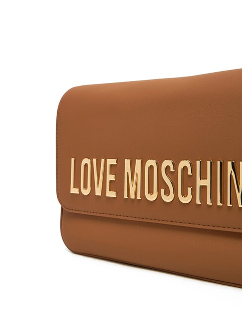 LAMINATED BOLD LOVE Geantă de umăr cu clapă cămilă - Genți femei