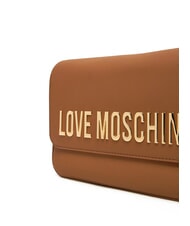 LOVE MOSCHINO LAMINATED BOLD LOVE Geantă de umăr cu clapă cămilă - Genți femei - 4