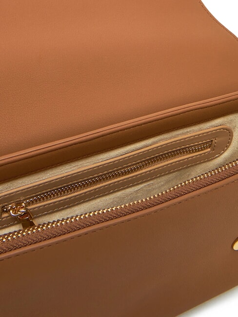 LAMINATED BOLD LOVE Geantă de umăr cu clapă cămilă - Genți femei