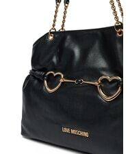 LOVE MOSCHINO EMBOSSED Geantă de umăr cu inimioare metalice negru - Genți femei - 3