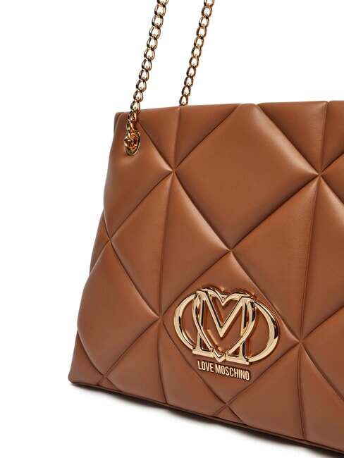 GEOMETRIC Geantă de umăr cu mânere cu lanț cămilă - Genți femei