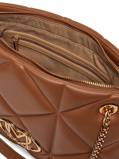 GEOMETRIC Geantă de umăr cu mânere cu lanț cămilă - Genți femei