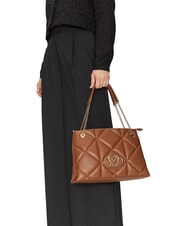 LOVE MOSCHINO GEOMETRIC Geantă de umăr cu mânere cu lanț cămilă - Genți femei - 5