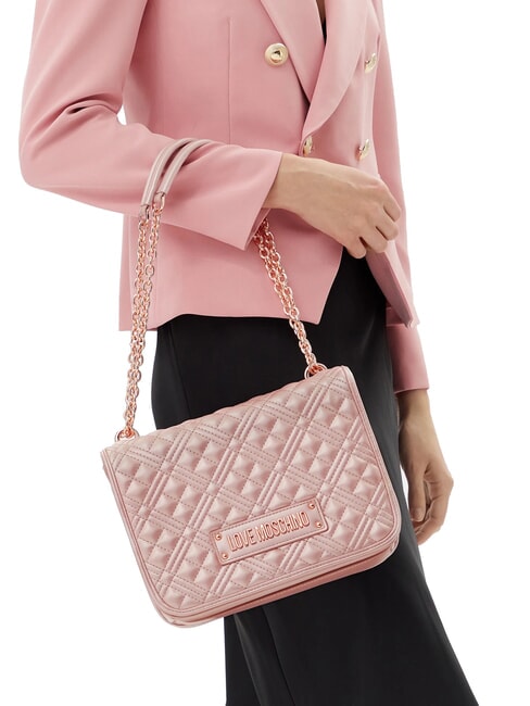 BOLD LOVE Geantă de umăr cu mânere din lanț pudra - Genți femei