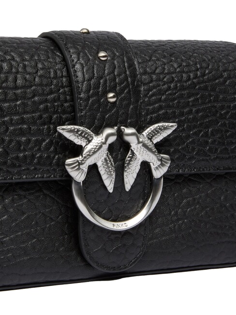 LOVE ONE SLOUCHY  Geantă de umăr mini din piele limuzină neagră - argintiu mat - Genți femei