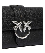 PINKO LOVE ONE SLOUCHY  Geantă de umăr mini din piele limuzină neagră - argintiu mat - Genți femei - 3