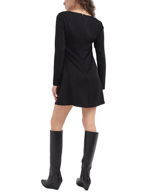 CK JEANS Rochie scurtă cu mâneci lungi și logo integral floral negru tonal aop - Haine de femeie