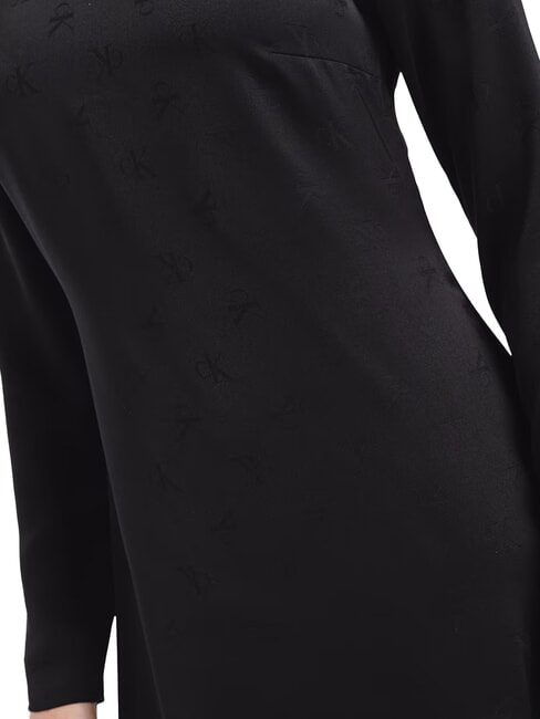 CK JEANS Rochie scurtă cu mâneci lungi și logo integral floral negru tonal aop - Haine de femeie