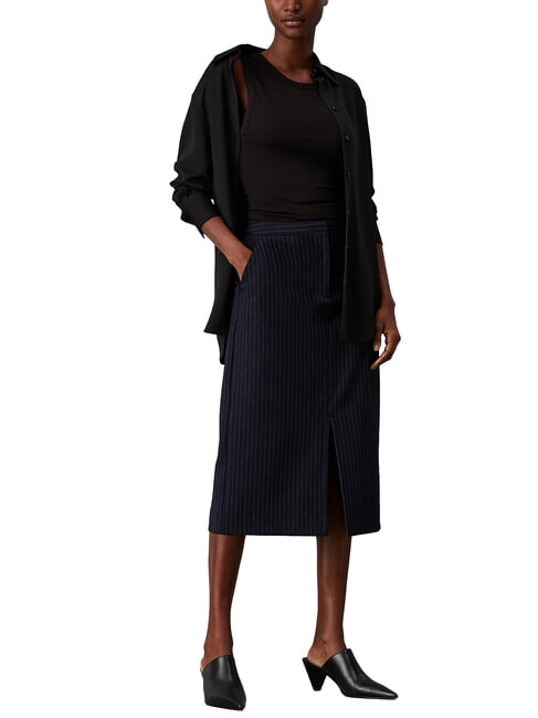 CK Fustă midi cu dungi subțiri cer nocturn / dungă gri de dimineață - Fuste pentru femei