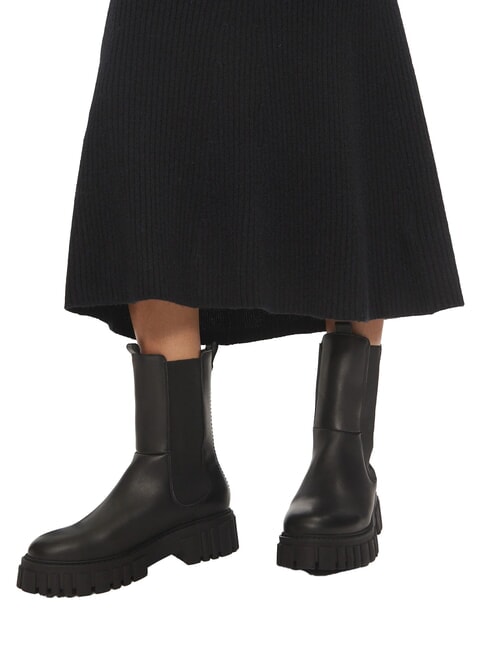 CK Fustă midi evazată cu nervuri ck negru - Fuste pentru femei