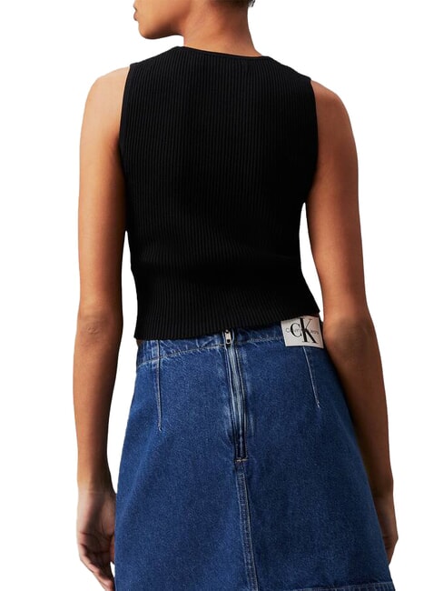 CK JEANS Maiou cu nervuri ck negru - tricou