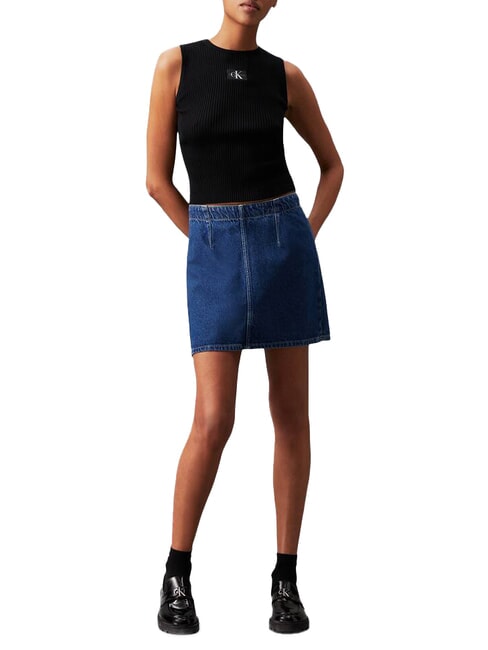 CK JEANS Maiou cu nervuri ck negru - tricou