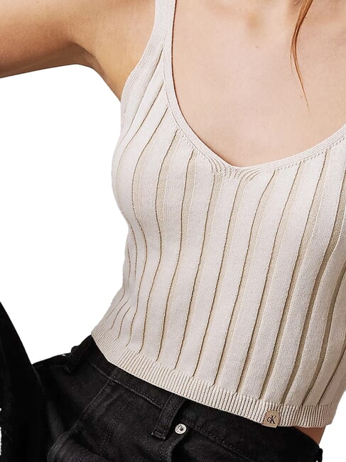 CK JEANS Maiou sutien din bumbac fildeș / pelican - tricou