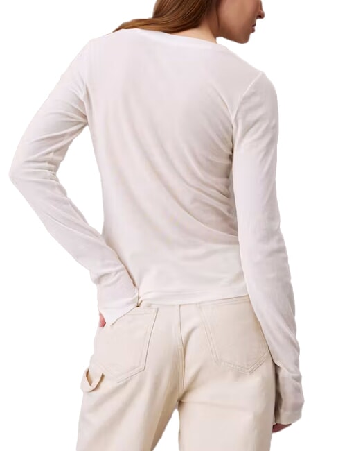 CK JEANS Pulover din bumbac cu guler rotund fildeş - Pulovere pentru femei