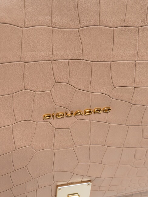 DAFNE Geanta tableta din piele nucă de cocos/roz - Genți femei