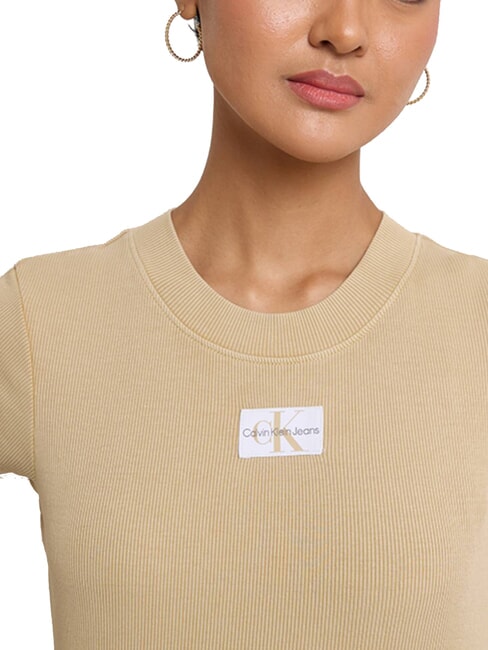 CK JEANS Tricou scurt cu m&acirc;necă scurtă kaki pal - tricou