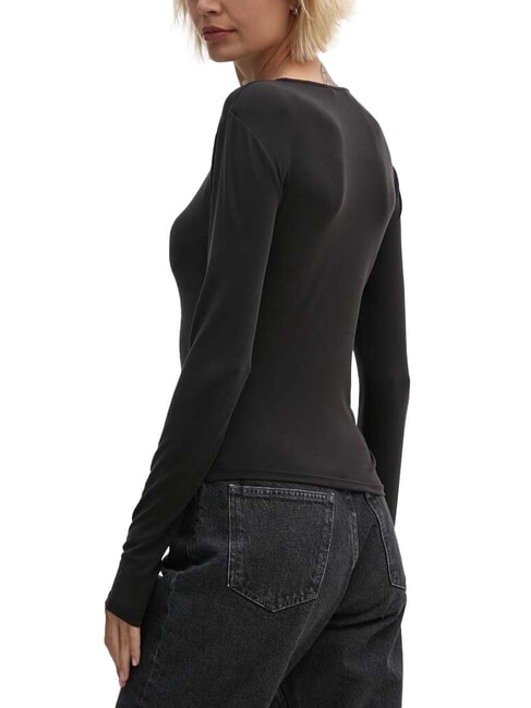 CK JEANS Tricou cu mânecă lungă și guler rotund ck negru - tricou