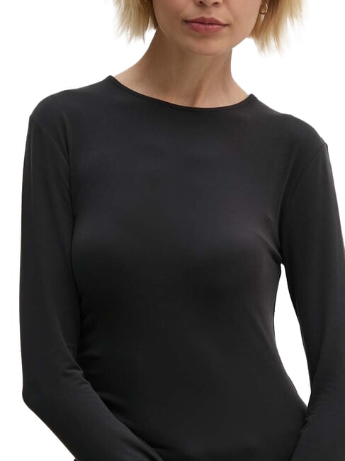 CK JEANS Tricou cu mânecă lungă și guler rotund ck negru - tricou