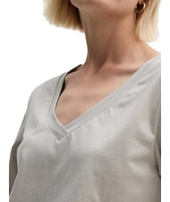 CALVIN KLEIN CK Tricou cu m&acirc;necă scurtă și decolteu &icirc;n V pietricică de nisip - tricou - 3