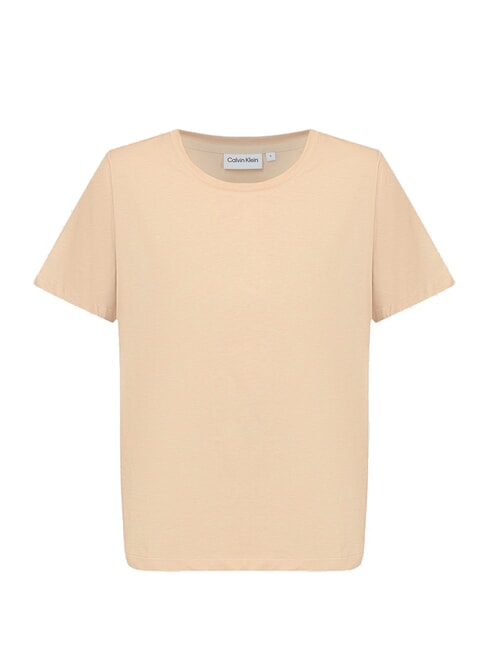 CK Tricou cu mânecă scurtă și guler rotund cafea cu gheață - tricou