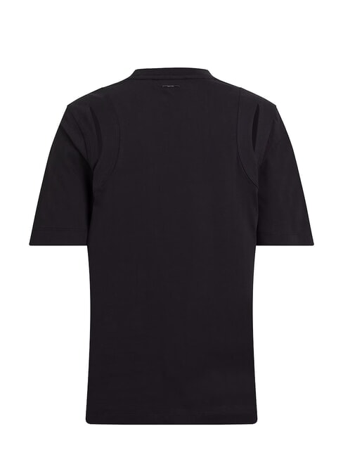 CK Tricou cu m&acirc;necă scurtă și decupaj ck negru - tricou