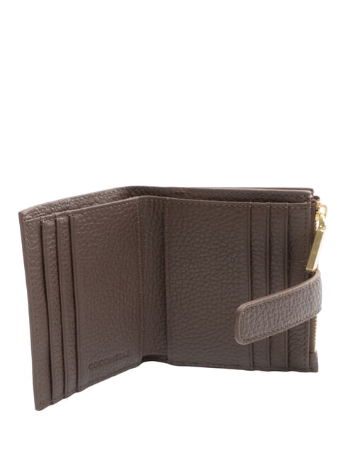 METALLIC SOFT Mini portofel din piele brunetă - Portofele femei