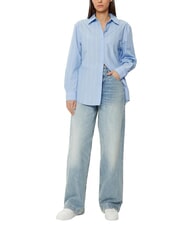 CALVIN KLEIN CK Cămașă cu m&acirc;necă lungă, croială lejeră egretă / dungă plasată pe cerul nopții - Cămăși - 5