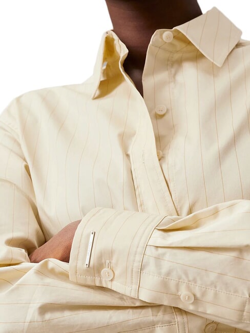 CK Cămașă cu mânecă lungă, croială lejeră frasin de lemn / dungă de cafea cu gheață - Cămăși