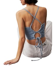 CALVIN KLEIN CK JEANS Top scurt din denim cu șireturi blugi - tricou - 3