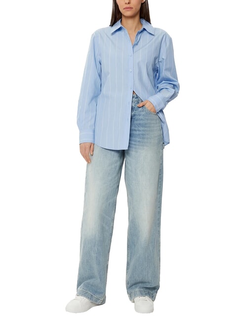 CK Cămașă cu m&acirc;necă lungă, croială lejeră egretă / dungă plasată pe cerul nopții - Cămăși