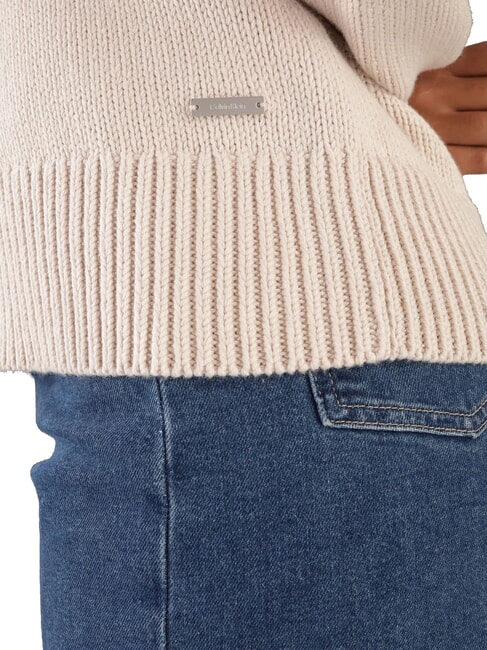 CK Pulover cu guler rotund și croială lejeră dimineață gri - Pulovere pentru femei