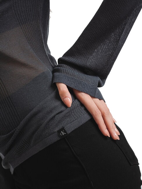 CK JEANS Pulover transparent cu guler rotund abanos - Pulovere pentru femei