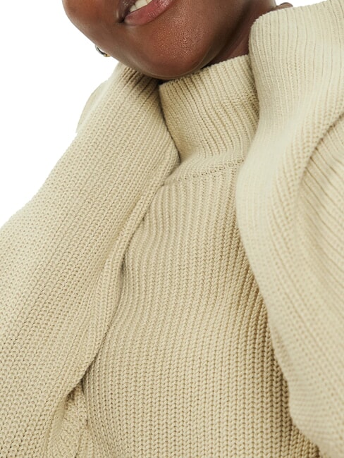 CK JEANS Pulover cu guler &icirc;nalt din bumbac, croială lejeră pelican - Pulovere pentru femei