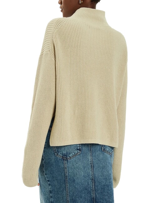 CK JEANS Pulover cu guler înalt din bumbac, croială lejeră pelican - Pulovere pentru femei