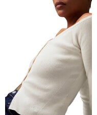 CALVIN KLEIN CK JEANS Cardigan cu nervuri și nasturi fildeş - Pulovere pentru femei - 3