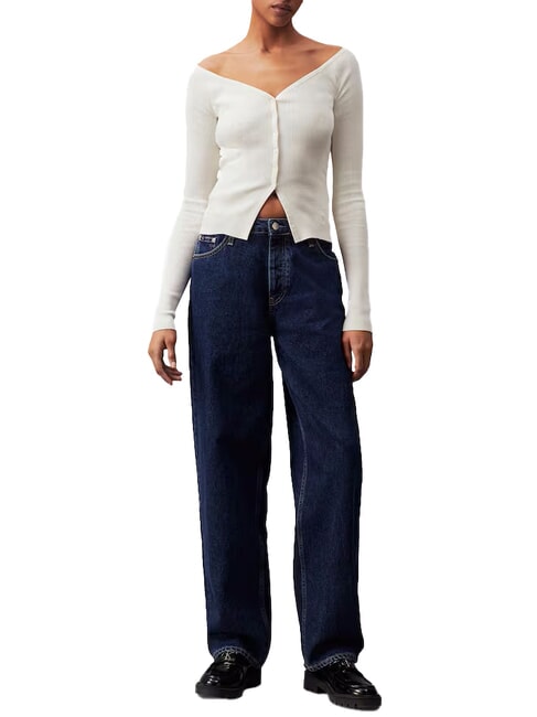 CK JEANS Cardigan cu nervuri și nasturi fildeş - Pulovere pentru femei