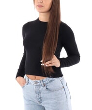 CALVIN KLEIN CK JEANS Pulover scurt cu guler rotund ck negru - Pulovere pentru femei - 3